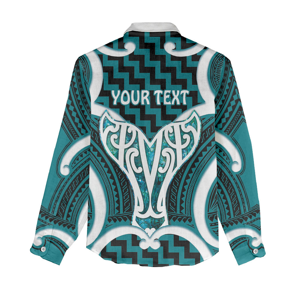 Aotearoa Atua Tangaroa Personalised Women Casual Shirt God Of The Sea Maori Whale Tail Cyan