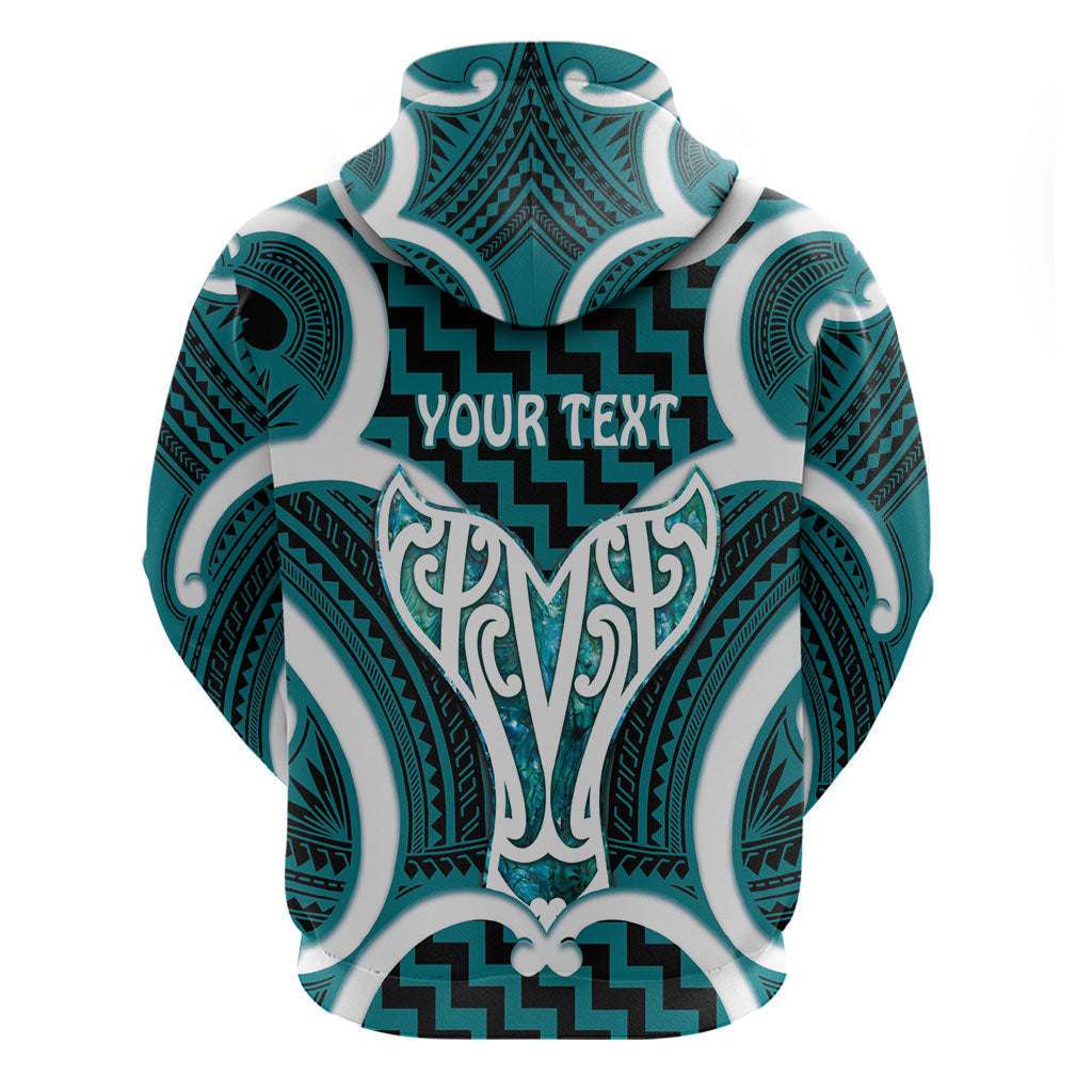 Aotearoa Atua Tangaroa Personalised Zip Hoodie God Of The Sea Maori Whale Tail Cyan