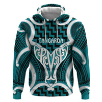 Aotearoa Atua Tangaroa Personalised Zip Hoodie God Of The Sea Maori Whale Tail Cyan