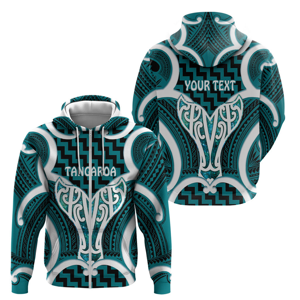 Aotearoa Atua Tangaroa Personalised Zip Hoodie God Of The Sea Maori Whale Tail Cyan
