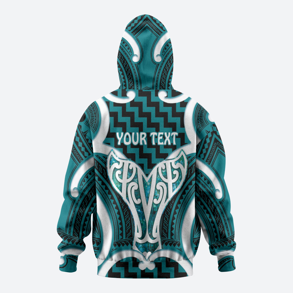 Aotearoa Atua Tangaroa Personalised Zip Hoodie God Of The Sea Maori Whale Tail Cyan