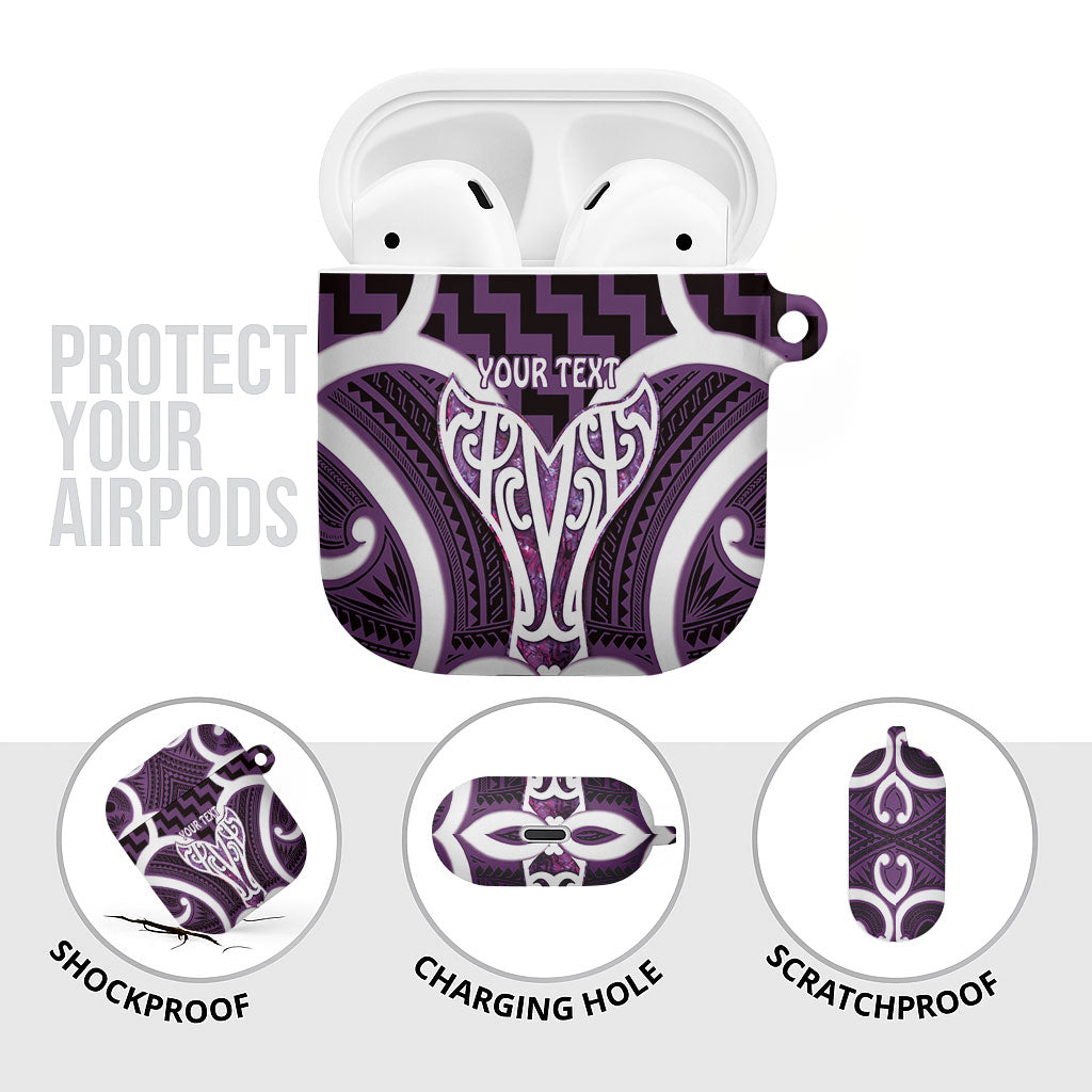 Aotearoa Atua Tangaroa Personalised AirPods Case God Of The Sea Maori Whale Tail Purple