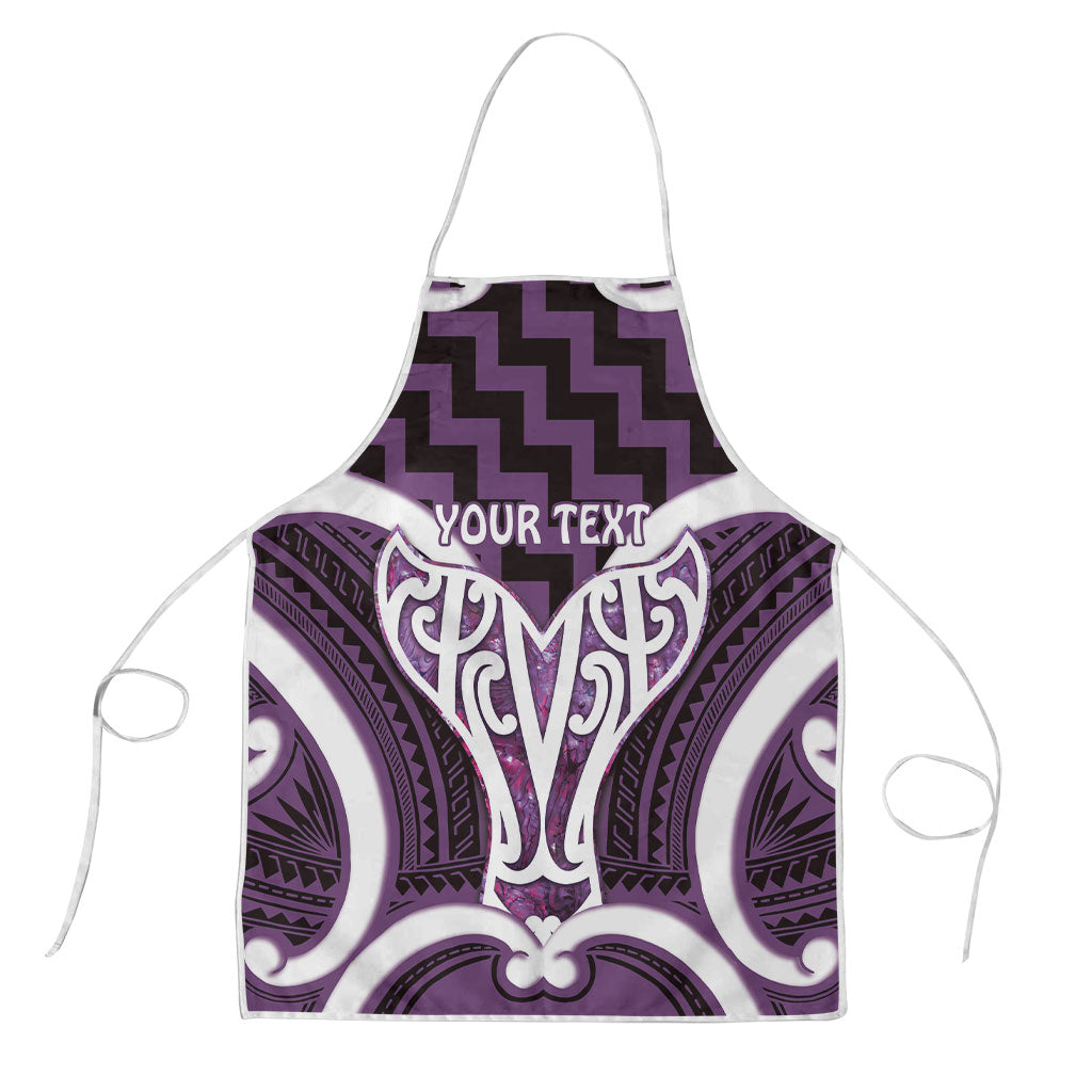 Aotearoa Atua Tangaroa Personalised Apron God Of The Sea Maori Whale Tail Purple