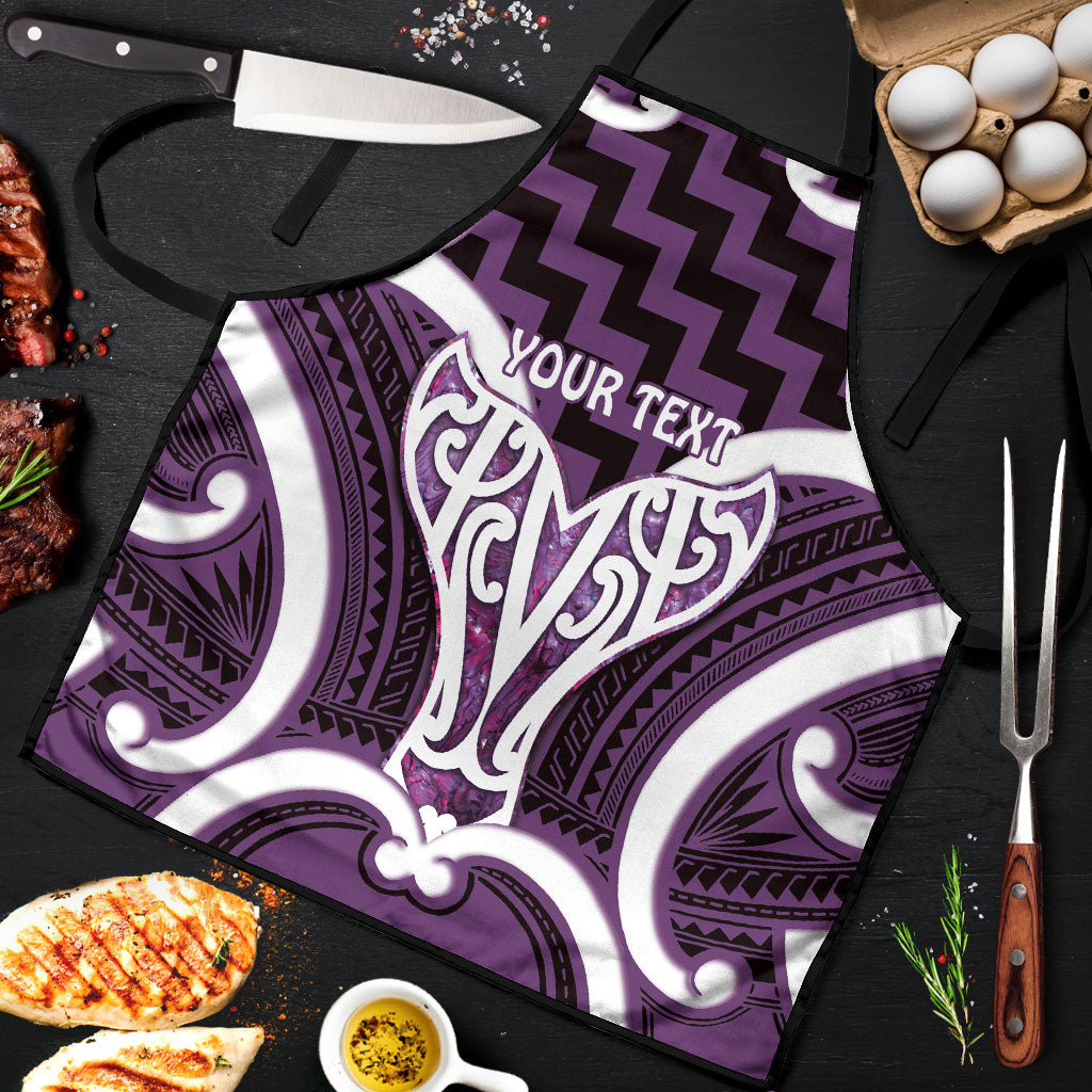 Aotearoa Atua Tangaroa Personalised Apron God Of The Sea Maori Whale Tail Purple