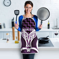 Aotearoa Atua Tangaroa Personalised Apron God Of The Sea Maori Whale Tail Purple