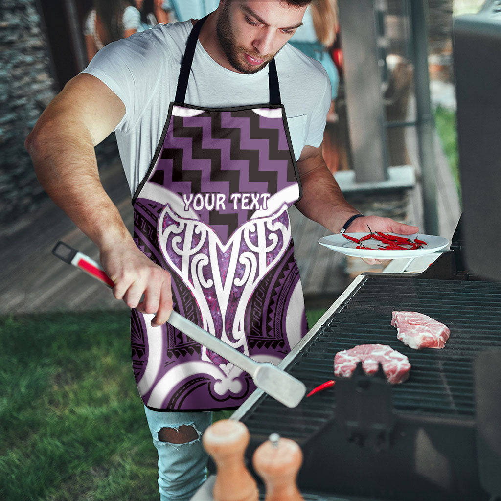 Aotearoa Atua Tangaroa Personalised Apron God Of The Sea Maori Whale Tail Purple