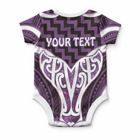 Aotearoa Atua Tangaroa Personalised Baby Onesie God Of The Sea Maori Whale Tail Purple