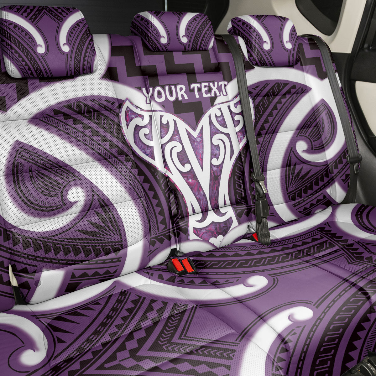 Aotearoa Atua Tangaroa Personalised Back Car Seat Cover God Of The Sea Maori Whale Tail Purple