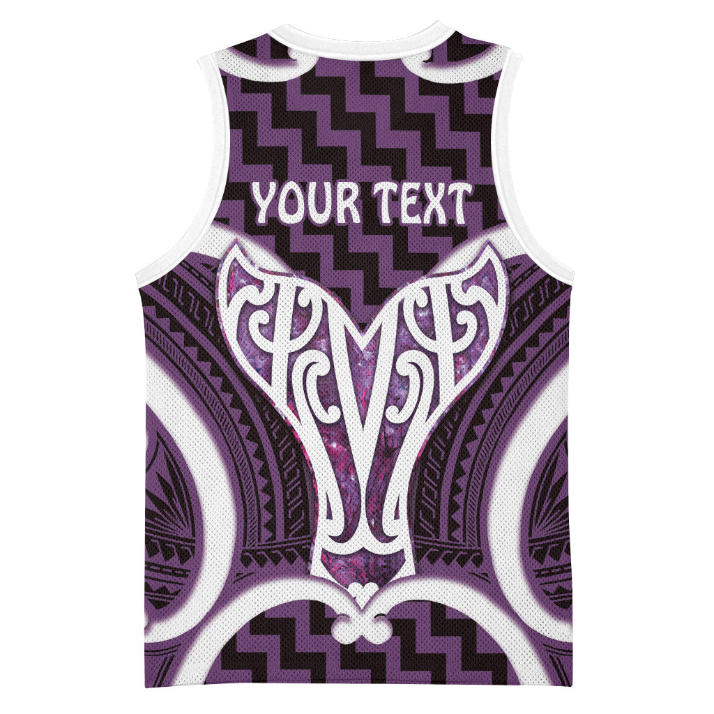 Aotearoa Atua Tangaroa Personalised Basketball Jersey God Of The Sea Maori Whale Tail Purple