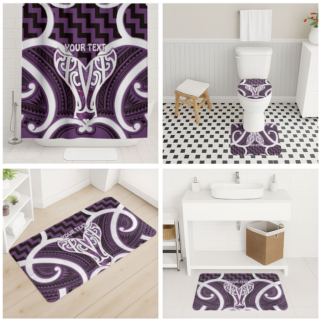 Aotearoa Atua Tangaroa Personalised Bathroom Set God Of The Sea Maori Whale Tail Purple