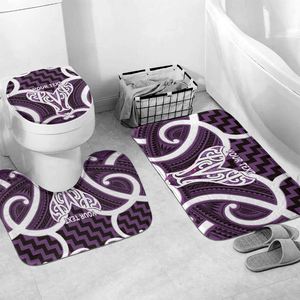 Aotearoa Atua Tangaroa Personalised Bathroom Set God Of The Sea Maori Whale Tail Purple