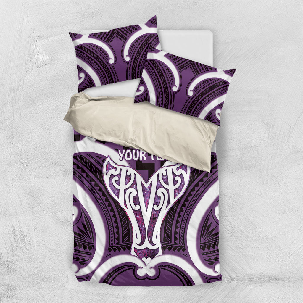 Aotearoa Atua Tangaroa Personalised Bedding Set God Of The Sea Maori Whale Tail Purple
