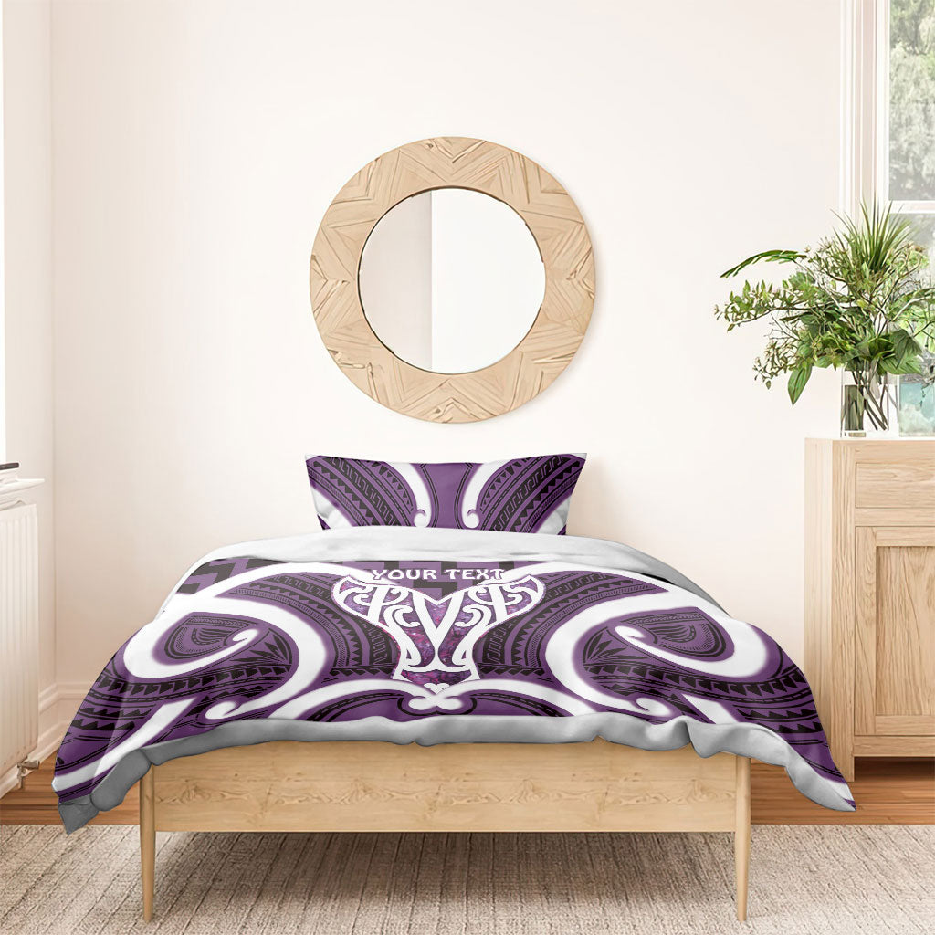 Aotearoa Atua Tangaroa Personalised Bedding Set God Of The Sea Maori Whale Tail Purple