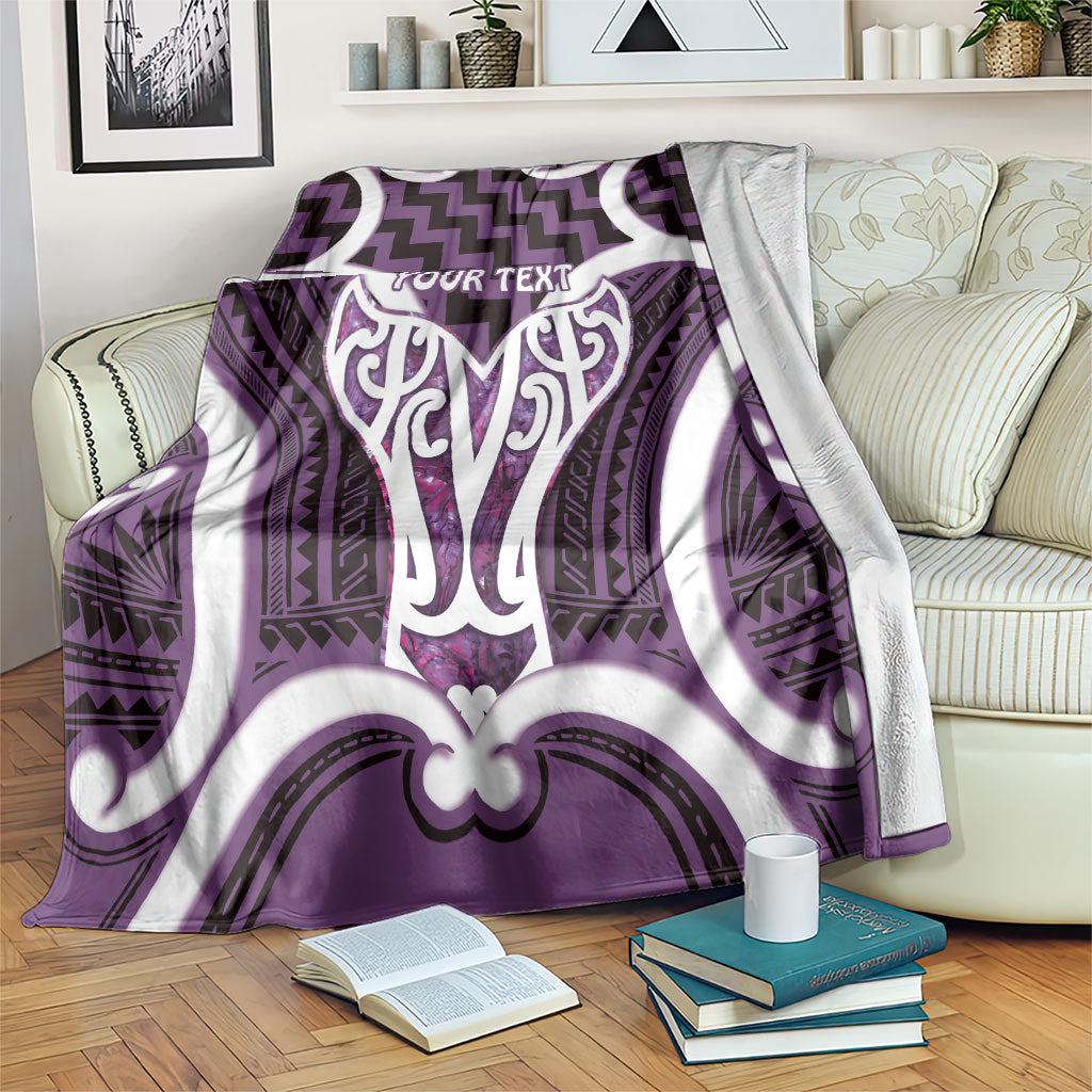 Aotearoa Atua Tangaroa Personalised Blanket God Of The Sea Maori Whale Tail Purple