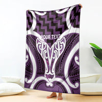 Aotearoa Atua Tangaroa Personalised Blanket God Of The Sea Maori Whale Tail Purple