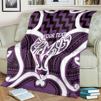 Aotearoa Atua Tangaroa Personalised Blanket God Of The Sea Maori Whale Tail Purple