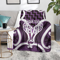 Aotearoa Atua Tangaroa Personalised Blanket God Of The Sea Maori Whale Tail Purple