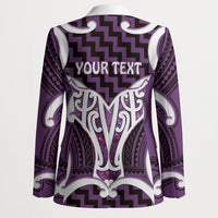 Aotearoa Atua Tangaroa Personalised Blazer God Of The Sea Maori Whale Tail Purple