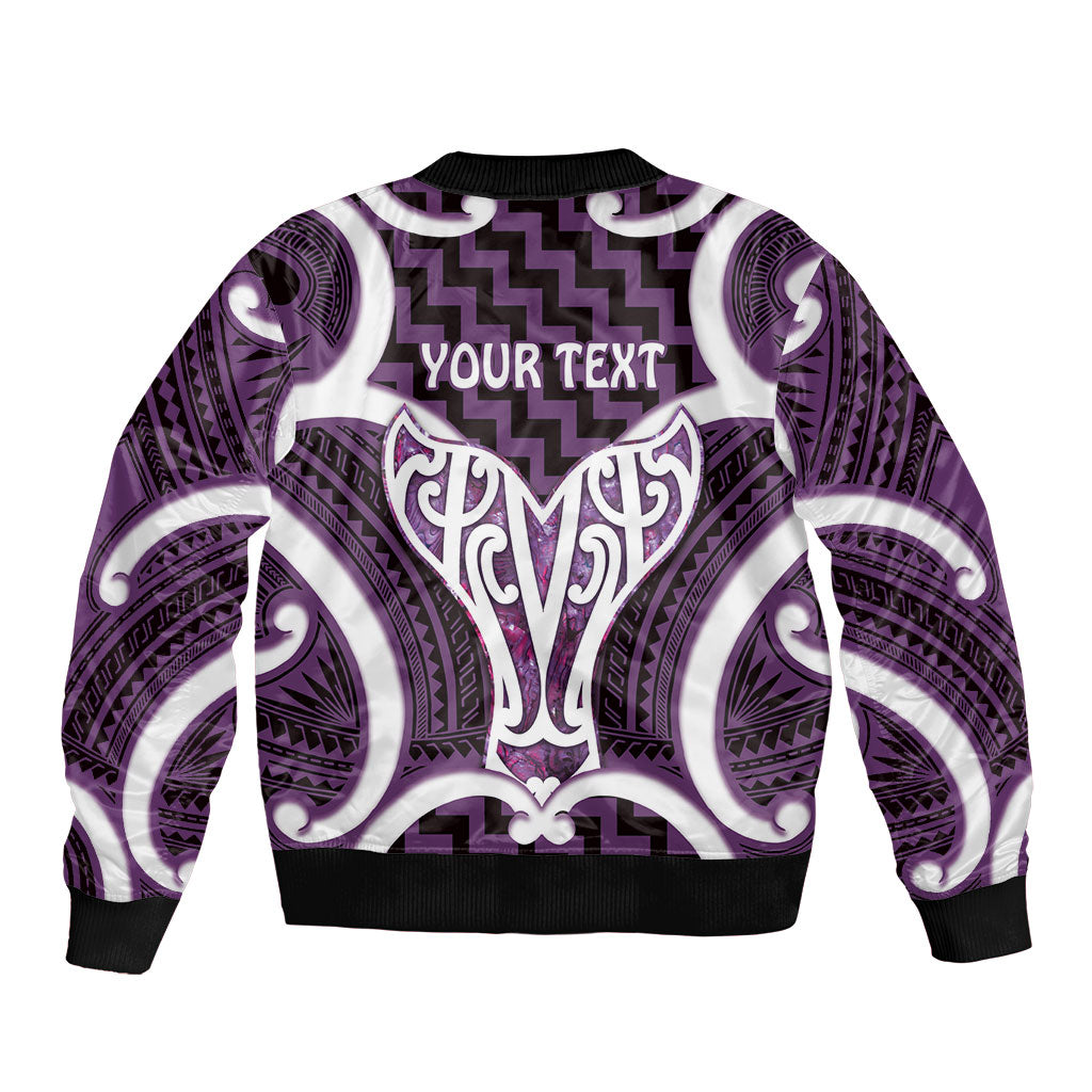 Aotearoa Atua Tangaroa Personalised Bomber Jacket God Of The Sea Maori Whale Tail Purple