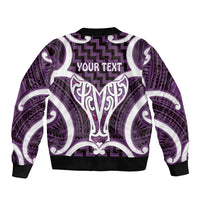 Aotearoa Atua Tangaroa Personalised Bomber Jacket God Of The Sea Maori Whale Tail Purple