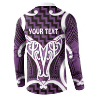 Aotearoa Atua Tangaroa Personalised Button Sweatshirt God Of The Sea Maori Whale Tail Purple
