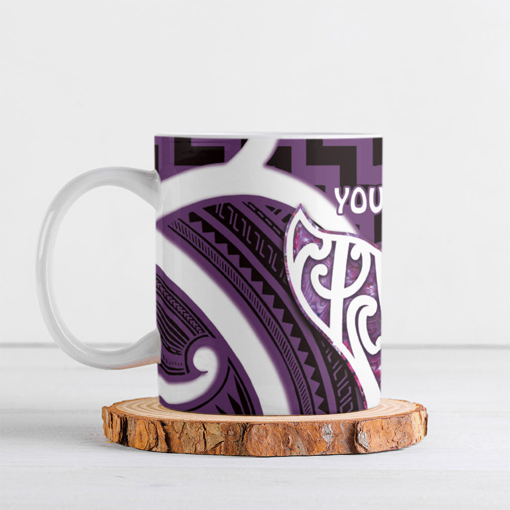 Aotearoa Atua Tangaroa Personalised Ceramic Mug God Of The Sea Maori Whale Tail Purple