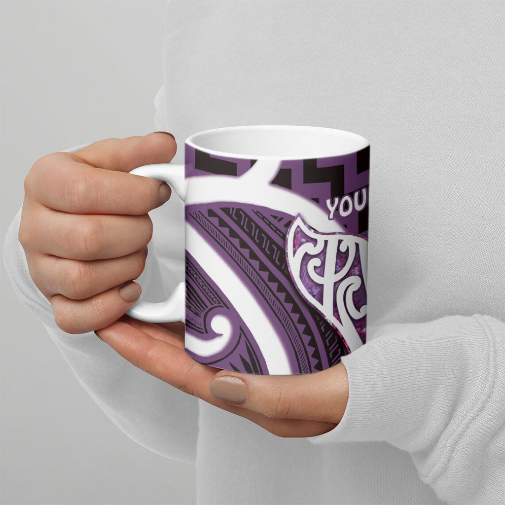 Aotearoa Atua Tangaroa Personalised Ceramic Mug God Of The Sea Maori Whale Tail Purple