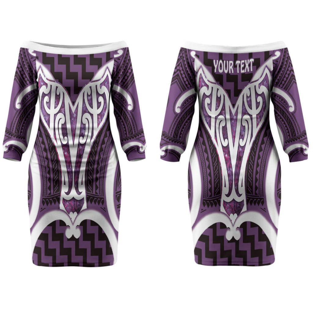 Aotearoa Atua Tangaroa Personalised Couples Matching Off The Shoulder Long Sleeve Dress and Hawaiian Shirt God Of The Sea Maori Whale Tail Purple