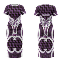 Aotearoa Atua Tangaroa Personalised Couples Matching Short Sleeve Bodycon Dress and Hawaiian Shirt God Of The Sea Maori Whale Tail Purple