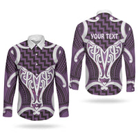 Aotearoa Atua Tangaroa Personalised Couples Matching Short Sleeve Bodycon Dress and Long Sleeve Button Shirt God Of The Sea Maori Whale Tail Purple