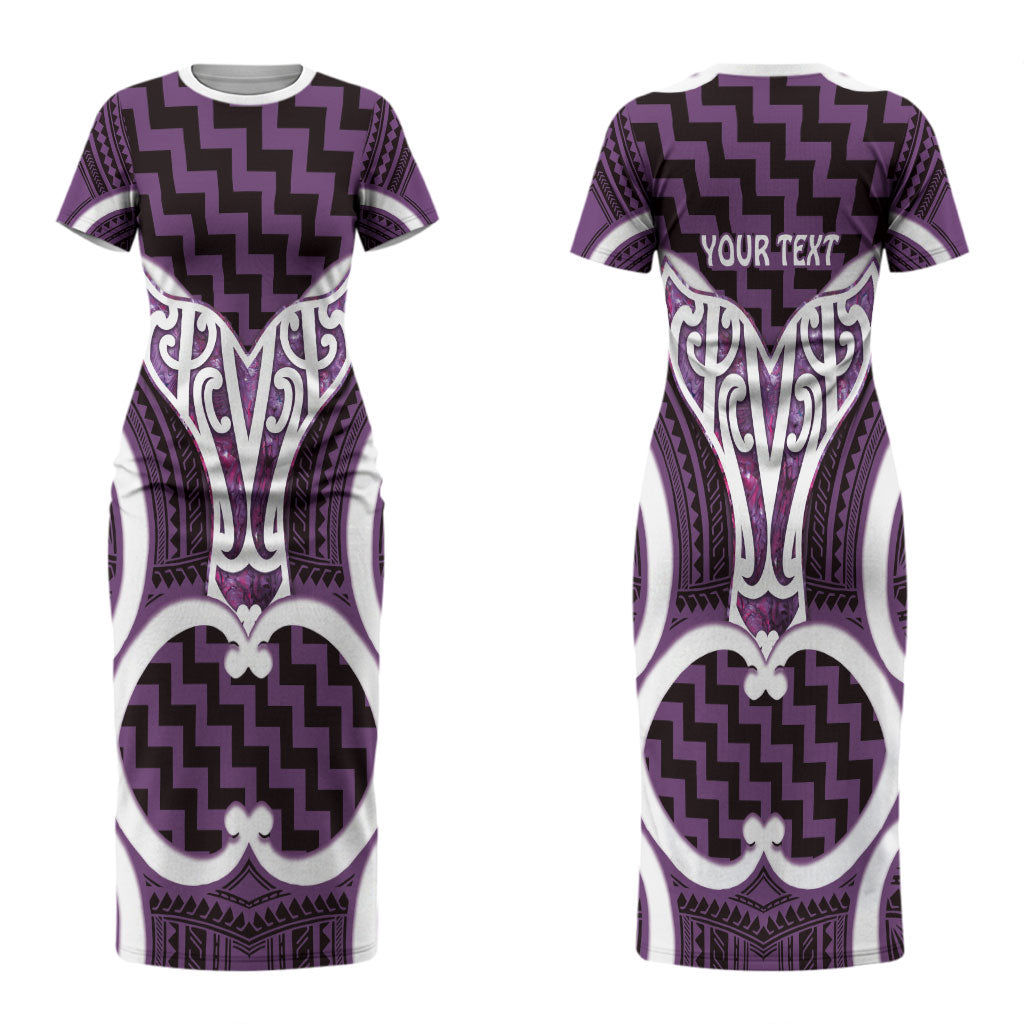 Aotearoa Atua Tangaroa Personalised Couples Matching Short Sleeve Bodycon Dress and Long Sleeve Button Shirt God Of The Sea Maori Whale Tail Purple