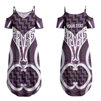 Aotearoa Atua Tangaroa Personalised Couples Matching Summer Maxi Dress and Hawaiian Shirt God Of The Sea Maori Whale Tail Purple