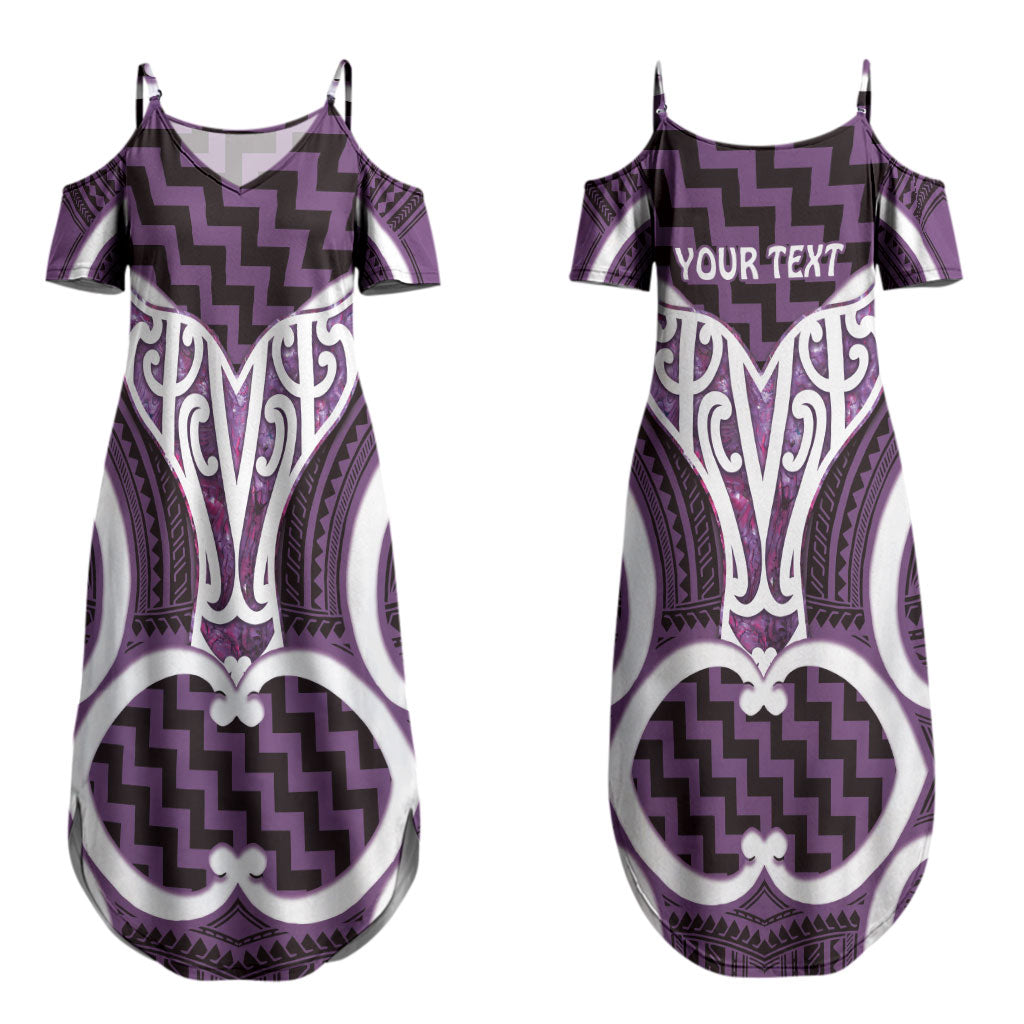 Aotearoa Atua Tangaroa Personalised Couples Matching Summer Maxi Dress and Long Sleeve Button Shirt God Of The Sea Maori Whale Tail Purple