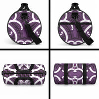 Aotearoa Atua Tangaroa Personalised Duffle Bag God Of The Sea Maori Whale Tail Purple