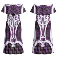 Aotearoa Atua Tangaroa Personalised Family Matching Off Shoulder Maxi Dress and Hawaiian Shirt God Of The Sea Maori Whale Tail Purple
