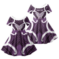 Aotearoa Atua Tangaroa Personalised Family Matching Off Shoulder Maxi Dress and Hawaiian Shirt God Of The Sea Maori Whale Tail Purple