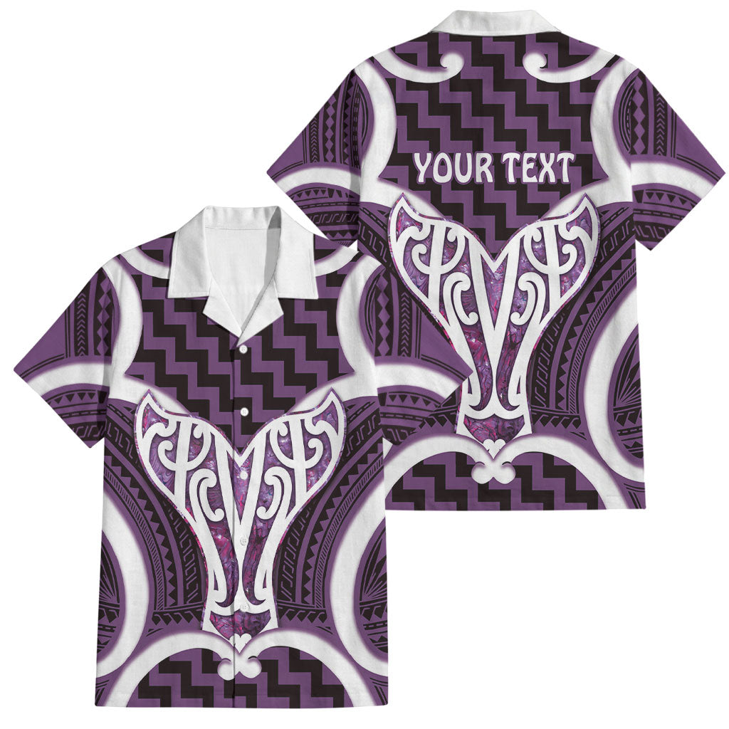 Aotearoa Atua Tangaroa Personalised Family Matching Off Shoulder Short Dress and Hawaiian Shirt God Of The Sea Maori Whale Tail Purple
