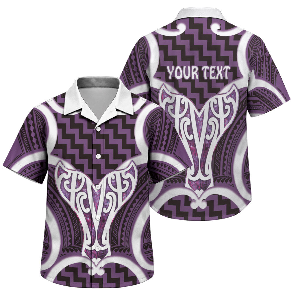 Aotearoa Atua Tangaroa Personalised Family Matching Off Shoulder Short Dress and Hawaiian Shirt God Of The Sea Maori Whale Tail Purple