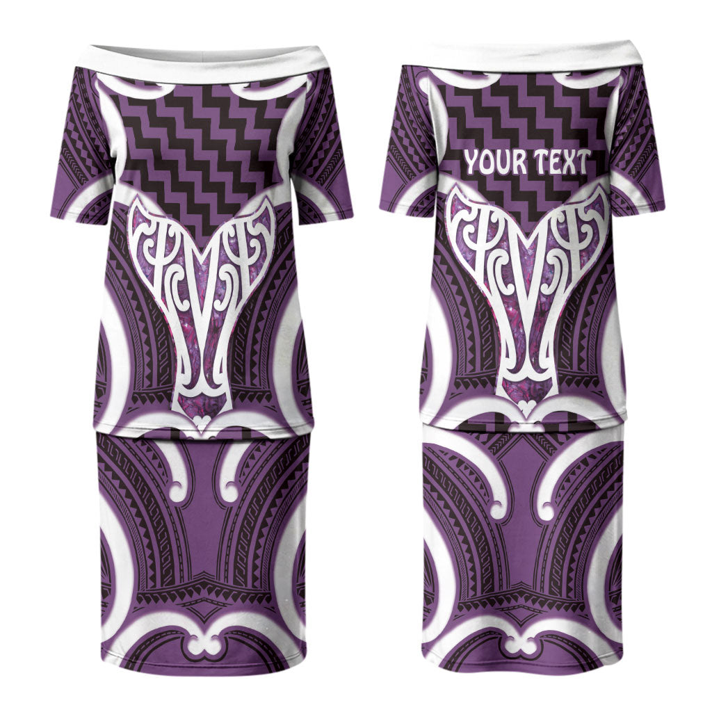 Aotearoa Atua Tangaroa Personalised Family Matching Puletasi and Hawaiian Shirt God Of The Sea Maori Whale Tail Purple