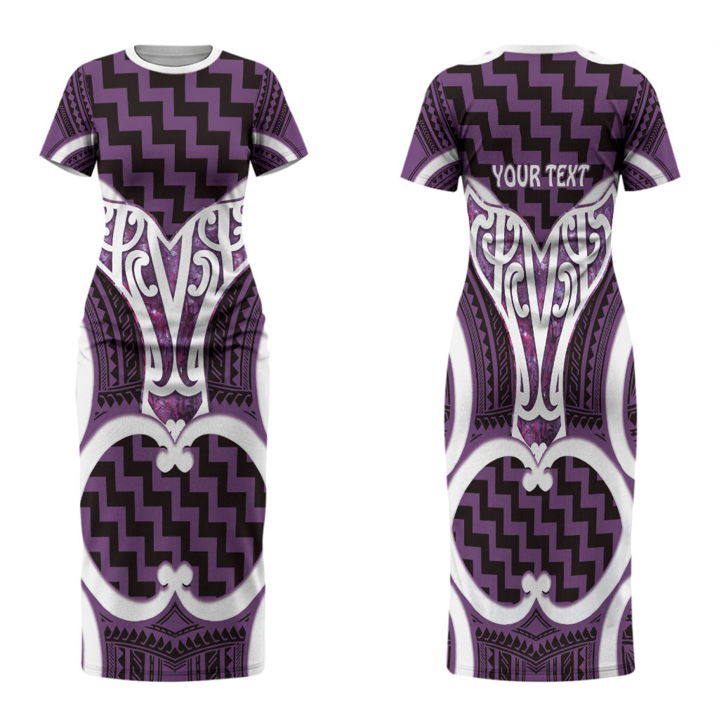 Aotearoa Atua Tangaroa Personalised Family Matching Short Sleeve Bodycon Dress and Hawaiian Shirt God Of The Sea Maori Whale Tail Purple