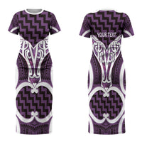 Aotearoa Atua Tangaroa Personalised Family Matching Short Sleeve Bodycon Dress and Hawaiian Shirt God Of The Sea Maori Whale Tail Purple