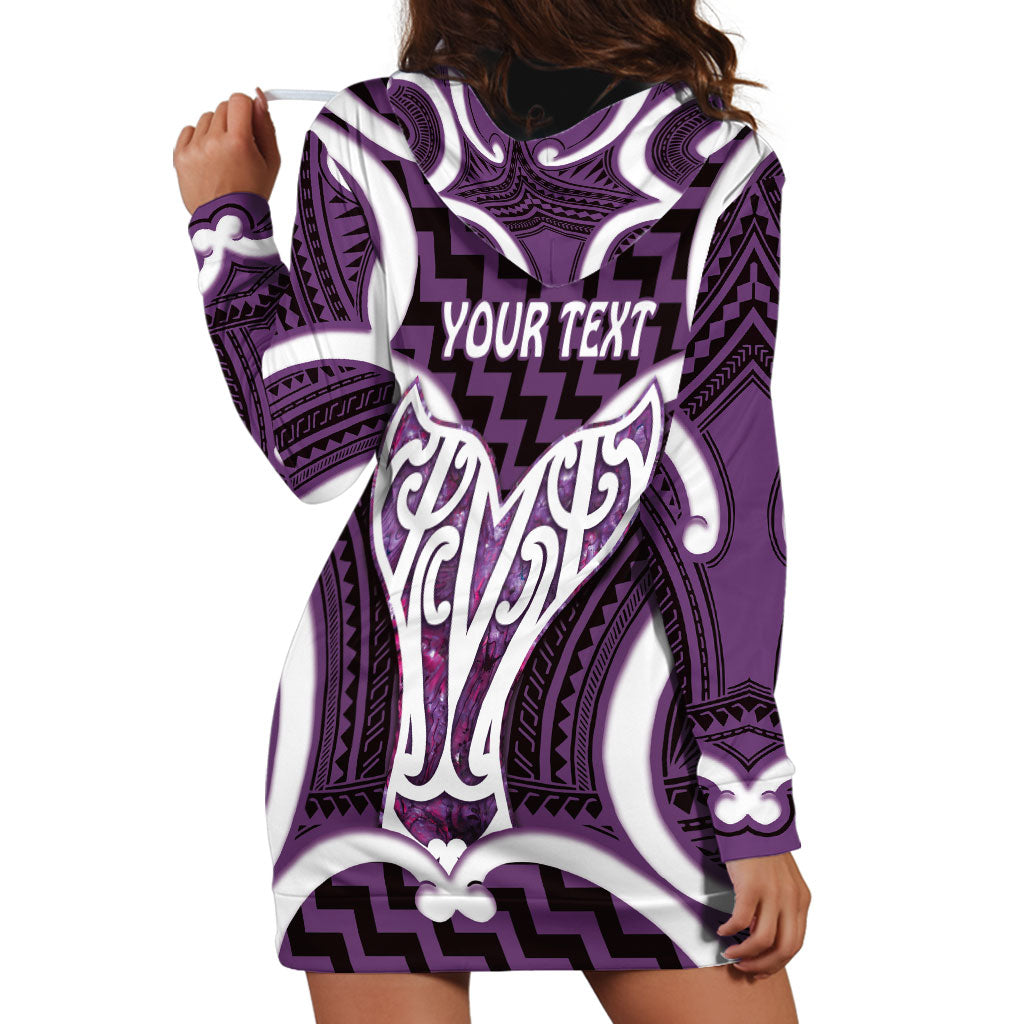 Aotearoa Atua Tangaroa Personalised Hoodie Dress God Of The Sea Maori Whale Tail Purple