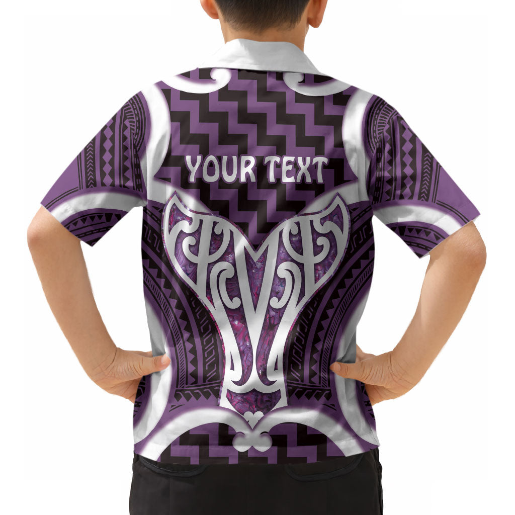 Aotearoa Atua Tangaroa Personalised Kid Hawaiian Shirt God Of The Sea Maori Whale Tail Purple