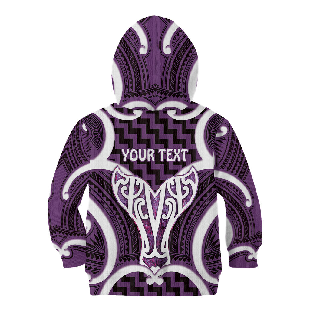 Aotearoa Atua Tangaroa Personalised Kid Hoodie God Of The Sea Maori Whale Tail Purple