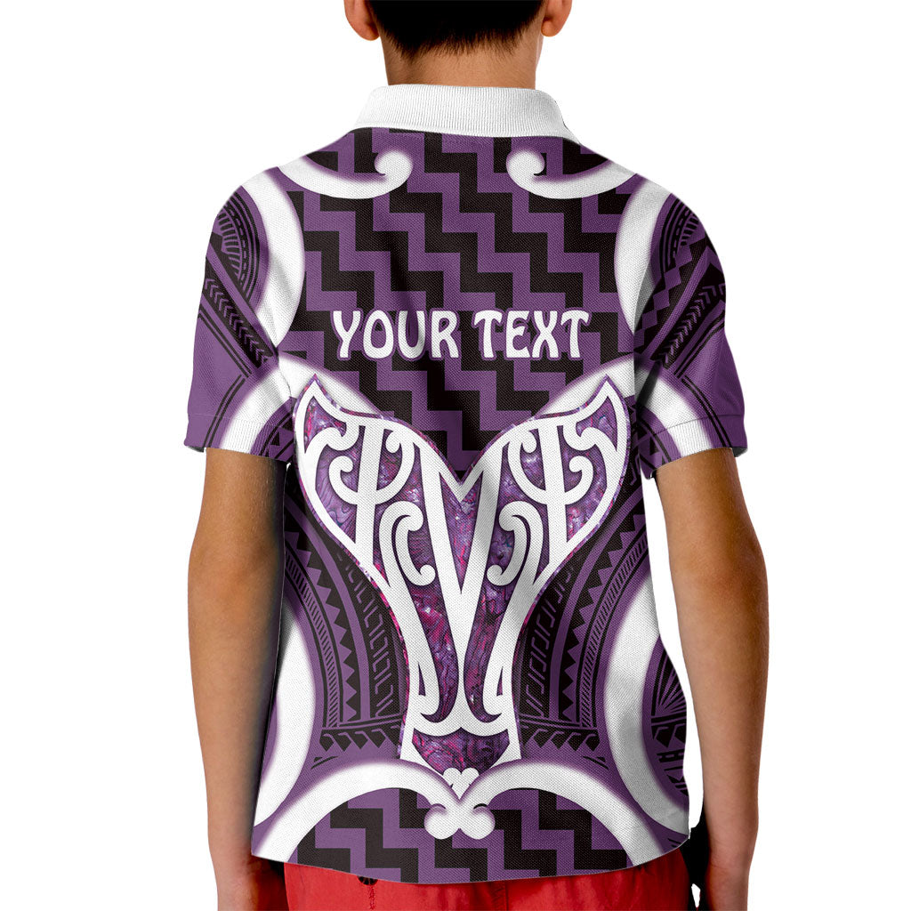 Aotearoa Atua Tangaroa Personalised Kid Polo Shirt God Of The Sea Maori Whale Tail Purple