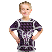 Aotearoa Atua Tangaroa Personalised Kid T Shirt God Of The Sea Maori Whale Tail Purple