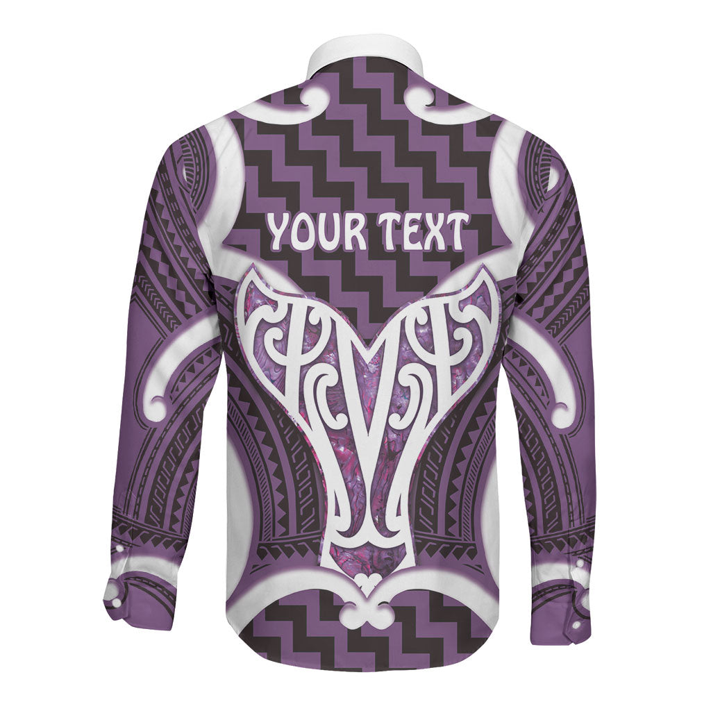 Aotearoa Atua Tangaroa Personalised Long Sleeve Button Shirt God Of The Sea Maori Whale Tail Purple