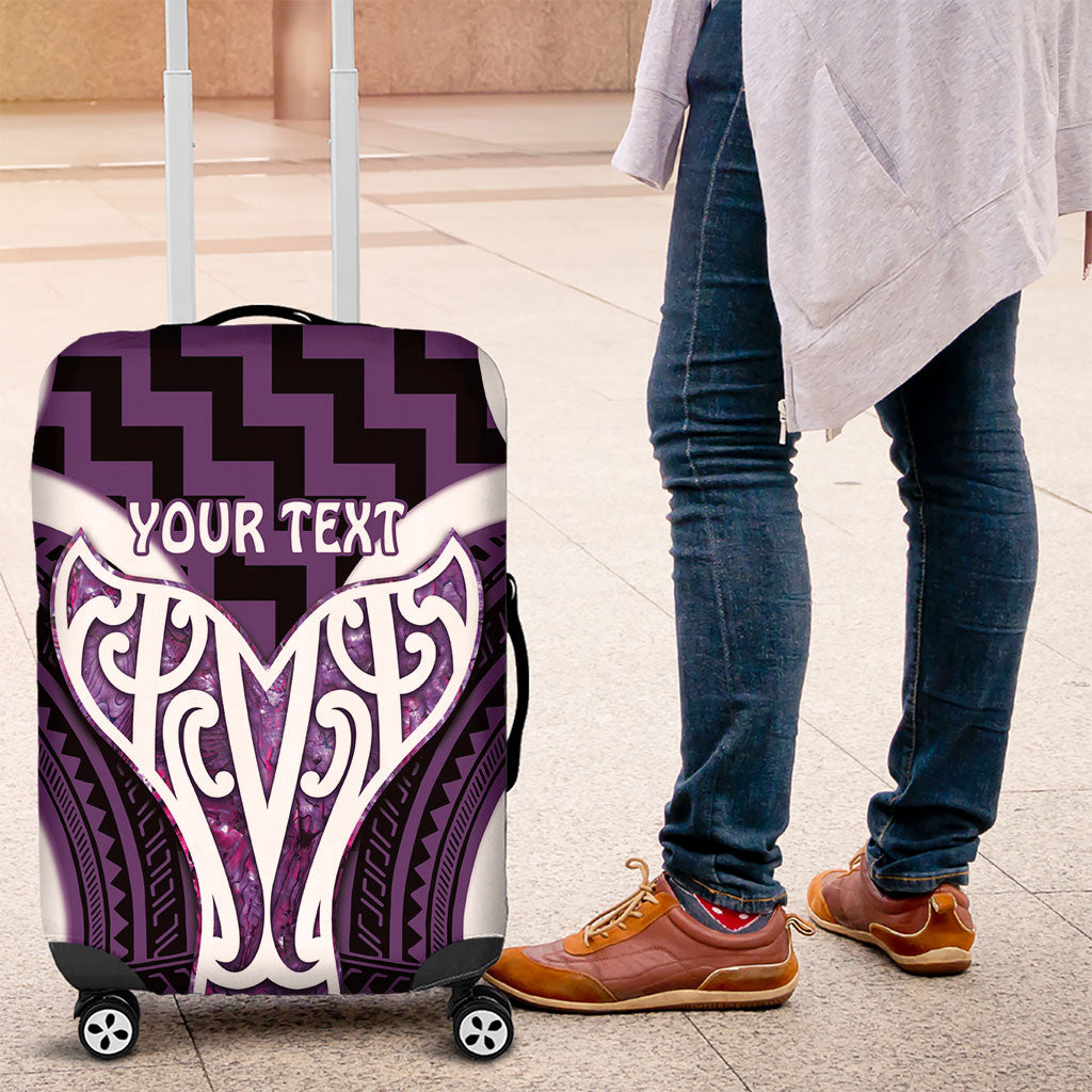 Aotearoa Atua Tangaroa Personalised Luggage Cover God Of The Sea Maori Whale Tail Purple