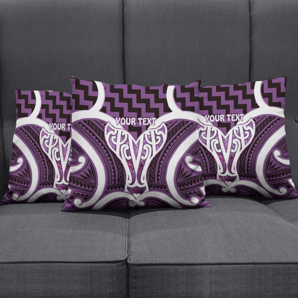 Aotearoa Atua Tangaroa Personalised Pillow Cover God Of The Sea Maori Whale Tail Purple