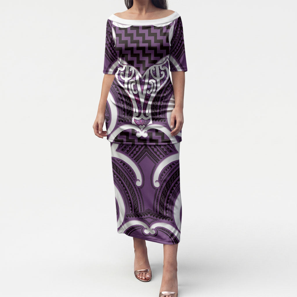 Aotearoa Atua Tangaroa Personalised Puletasi God Of The Sea Maori Whale Tail Purple
